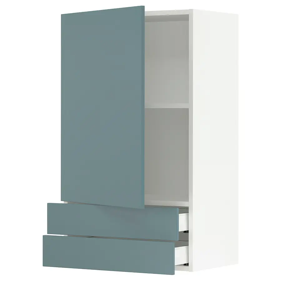 Wall cabinet with door/2 drawers, white/Havstorp turquoise, 24x15x40 "